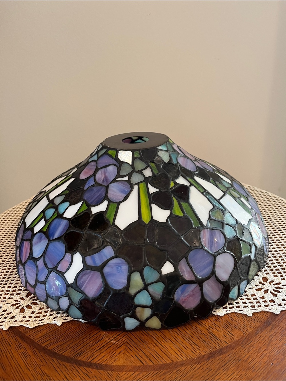Tiffany Style Wisteria Stained Glass Large Decorative Lampshade Purple Floral